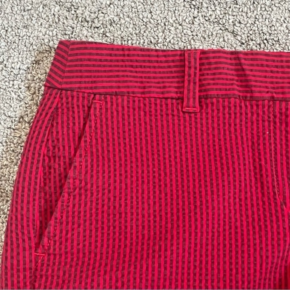 Ann Taylor Loft Shorts Womens 4 Red Seersucker Striped Stretch Chino Pockets - Picture 6 of 10